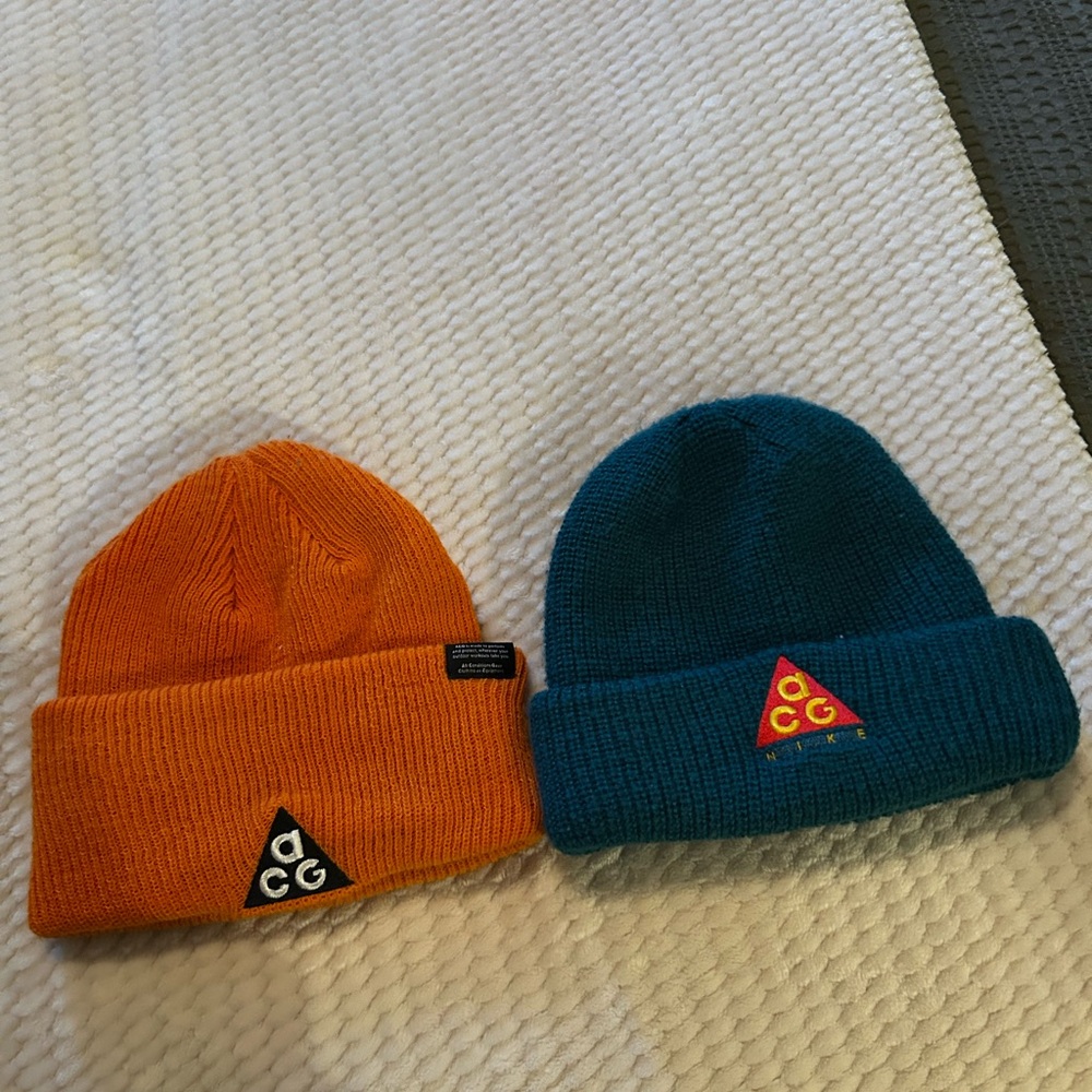 Adult Beanie Hat - Orange and Teal